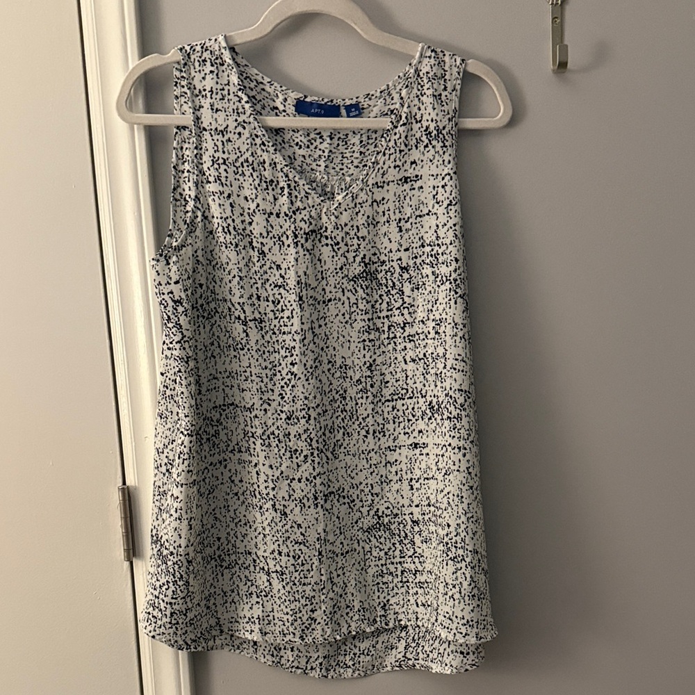 Apt. 9 Black and White Patterned Tank Top